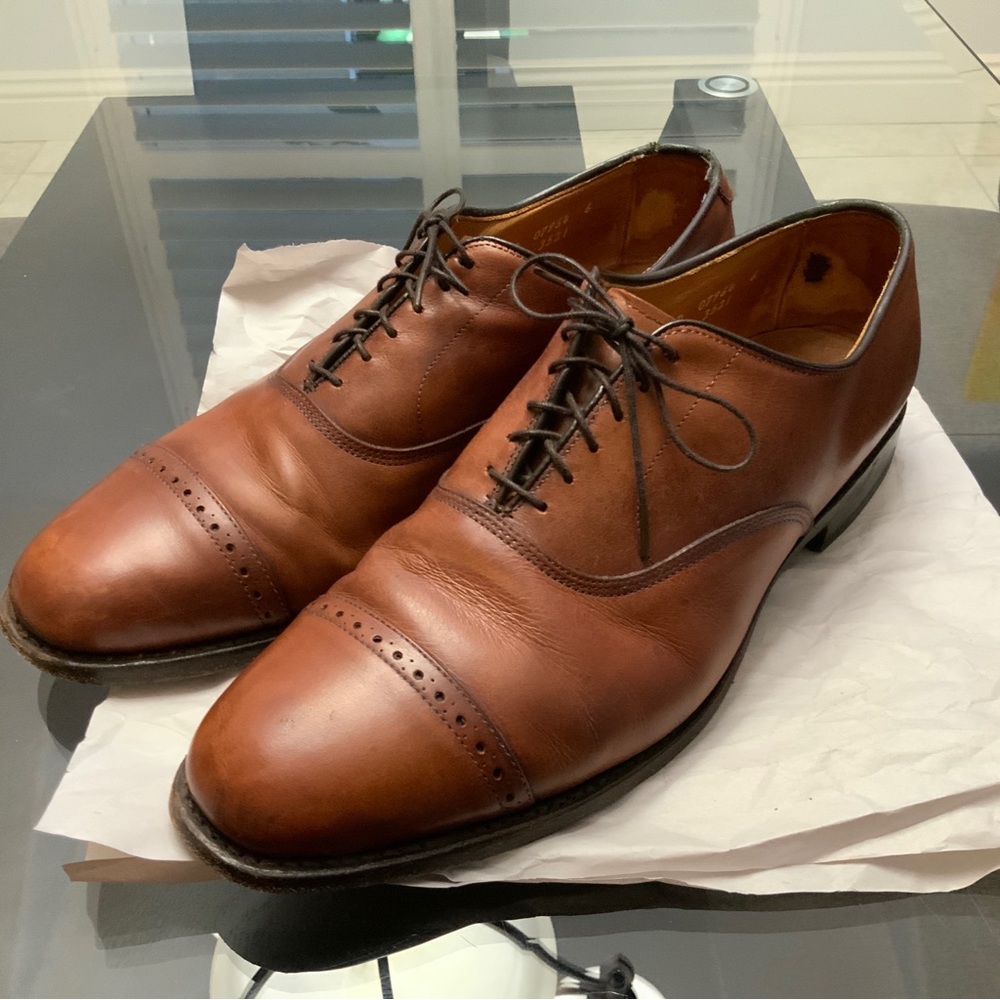 ALLEN EDMONDS BYRON Woodbury Brown Cap Toe Oxford Shoes 11D